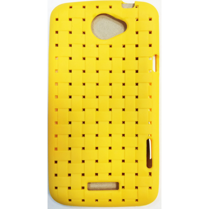 Coque semi-rigide en silicone tressé pour HTC ONE X - Jaune