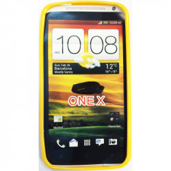 Coque semi-rigide en silicone tressé pour HTC ONE X - Jaune